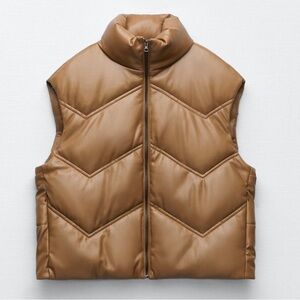 NWT Zara Women’s Faux Leather Puffer Vest